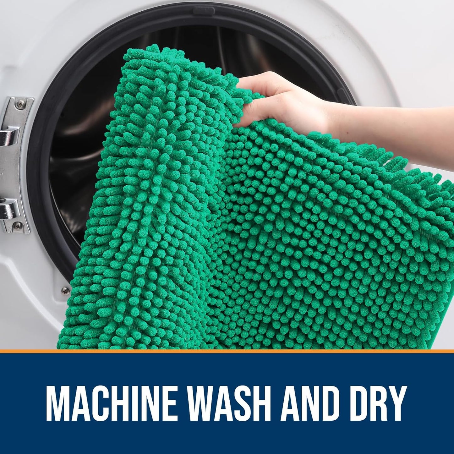 OLANLY Dog Door Mat for Muddy Paws 24x16, Absorbs Moisture and Dirt, Absorbent Non-Slip Washable Doormat, Quick Dry Chenille Mud Mat, Entry Indoor Entryway Carpet for Inside Floor, Emerald Green