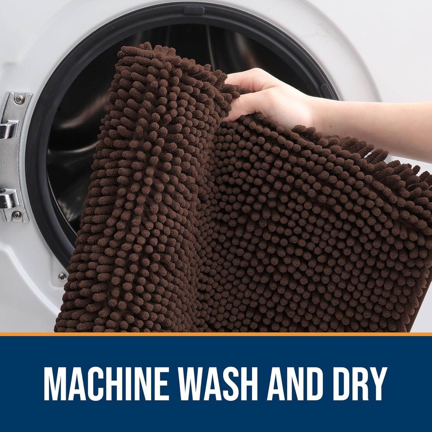 OLANLY Dog Door Mat for Muddy Paws 36x24, Absorbs Moisture and Dirt, Absorbent Non-Slip Washable Doormat, Quick Dry Chenille Mud Mat for Dogs, Entry Indoor Entryway Carpet for Inside Floor, Brown