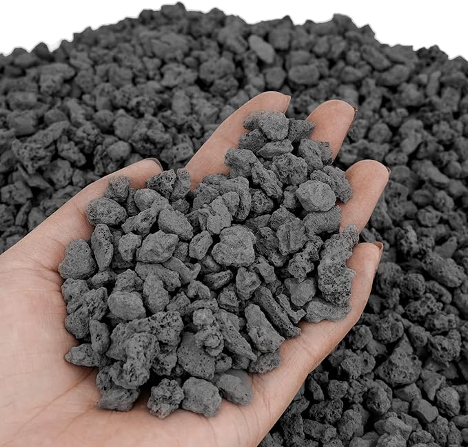 Mr. Fireglass 10 Pounds Black Natural Lava Rock for Indoor Outdoor Gas Fire Pits Fireplaces & Barbecue Grills | Volcanic Lava Stones for Decorating Garden Landscaping, Potted Plants, 0.2"-0.3"
