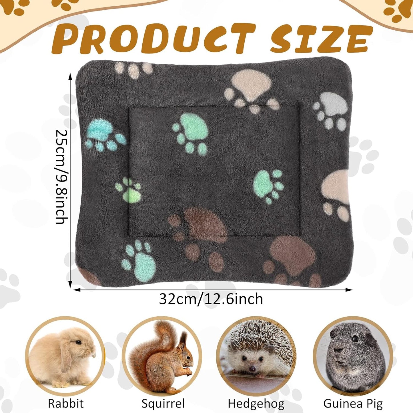 4 Pack Ultra Soft Dog Cat Bed Mat with Cute Prints Reversible Fleece Dog Crate Kennel Pad Cozy Washable Thickened Hamster Guinea Pig Pet Bed Mat for Small Animals(13 x 10 Inches,Black)