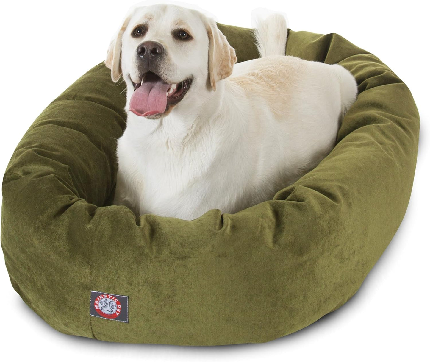 Majestic Pet 40 Inch Micro Velvet Calming Dog Bed Washable 40x29x9 (inch) – Cozy Soft Round Donut Dog Bed with Spine for Head Support - Pet Bed Large – Fern (2025)
