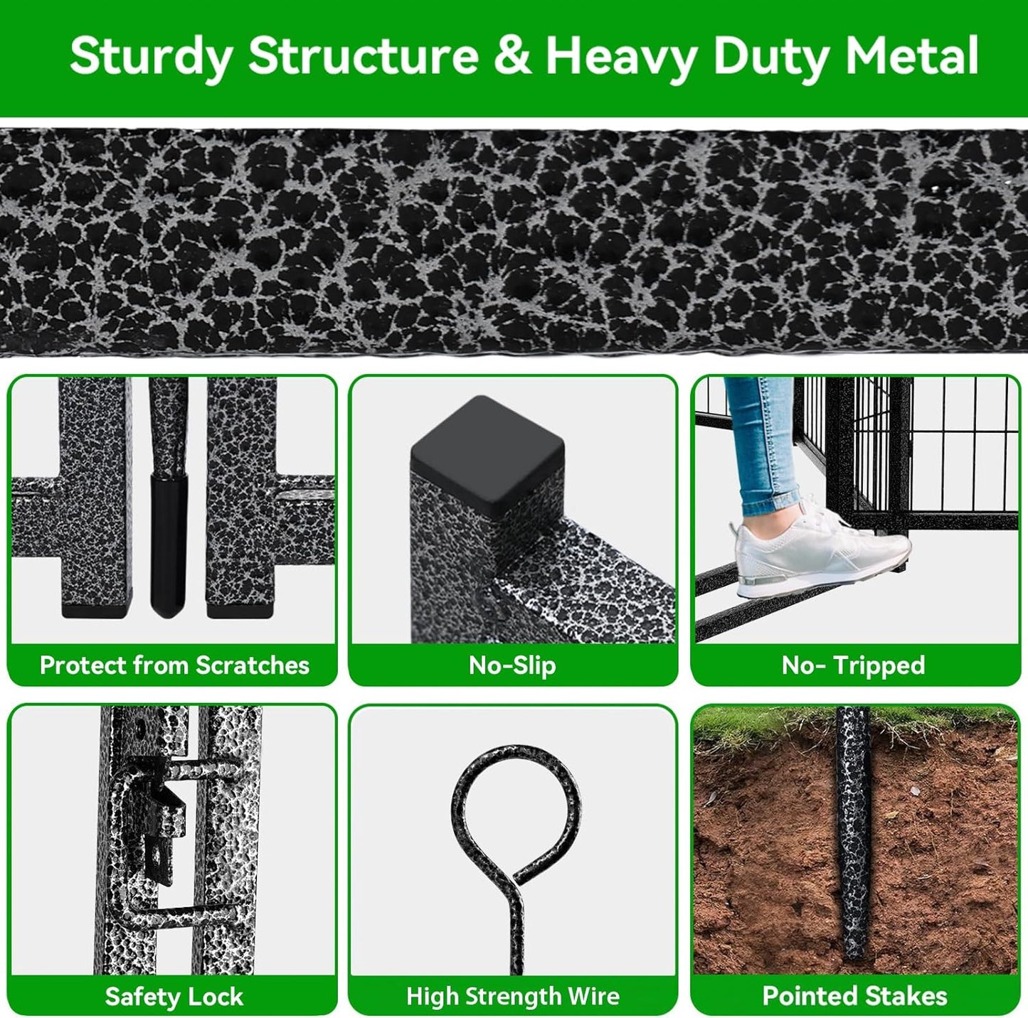 Dog Playpen Outdoor Extra Wide 16 Panels Heavy Duty Dog Fence 32" Height Anti-Rust with Doors Portable for RV Camping Yard, Total 42FT, 140 Sq.ft, Snowy Black