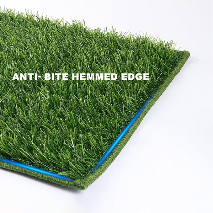 Dog Grass Pad with Tray Large 34’’×23’’, Dog Potty with Ultra-Absorbent Artificial Grass for Dogs with Hemmed Edge, Pee Pads for Dogs, Realistic, Odor Free, Litter Box for Balcony