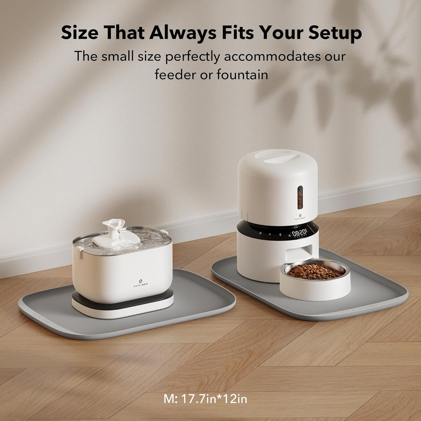 PETLIBRO Dog Food Mat, Safety Silicone Cat Food Mat for Feeder & Fountain, Waterproof Dog Bowl Mat, Raised Edge Spill Protection Floor, Cove Feeding Mat for AF005, AF103 Single Tray, 17.7"x12"