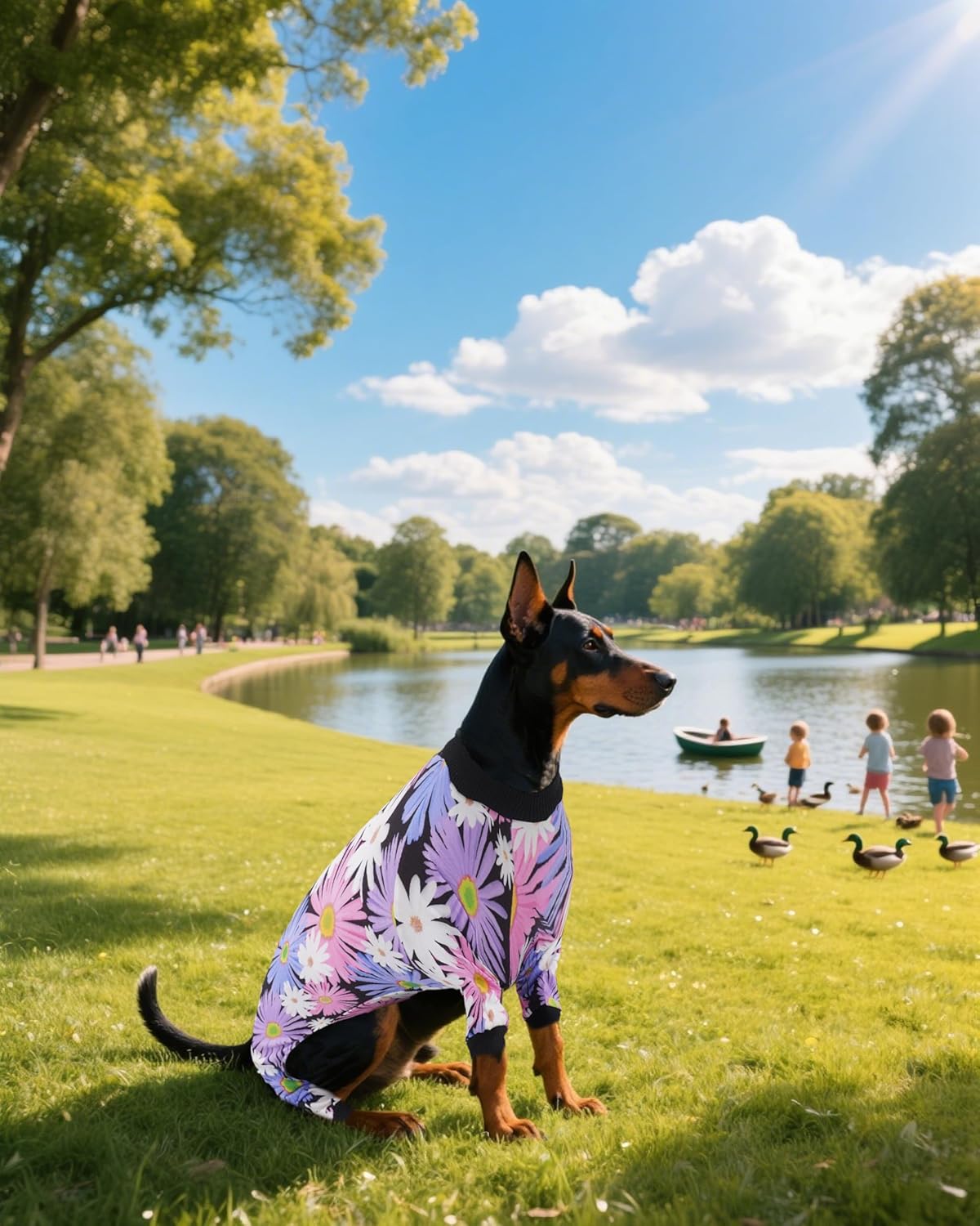 PET SHOW 4 Pack Dog Pajamas for Extra Large Dogs Girl Soft Stretchy PJs Paw Floral Jumpsuit Dog Doughnut Ice Cream Onesies Outfits with Sleeve Pets Breathable Summer Clothes Costume XXXL