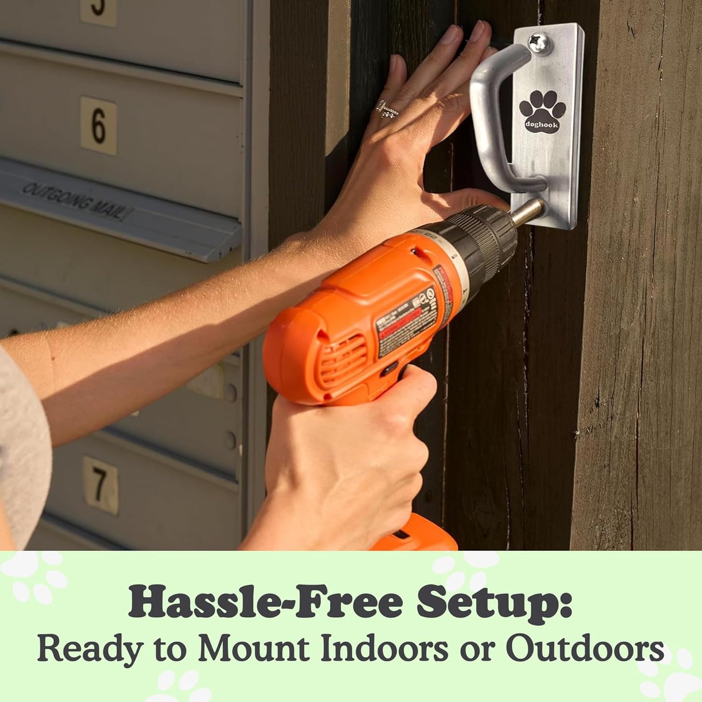 Canine Hitch- Secure Dog Leash Parking Mounted Indoor – Outdoor Wall Hook - Tie Out Stainless Steel Practical Lead Management for Home & Business, Standard Size