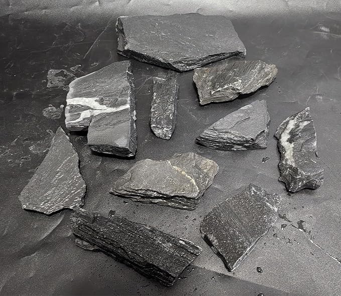 PINVNBY Natural Slate Rock 5lb PH Neutral Aquarium Rocks Aquariums Stones for Aquascaping, Landscaping Model, Reptile & Amphibian Enclosures, Tank Decoration