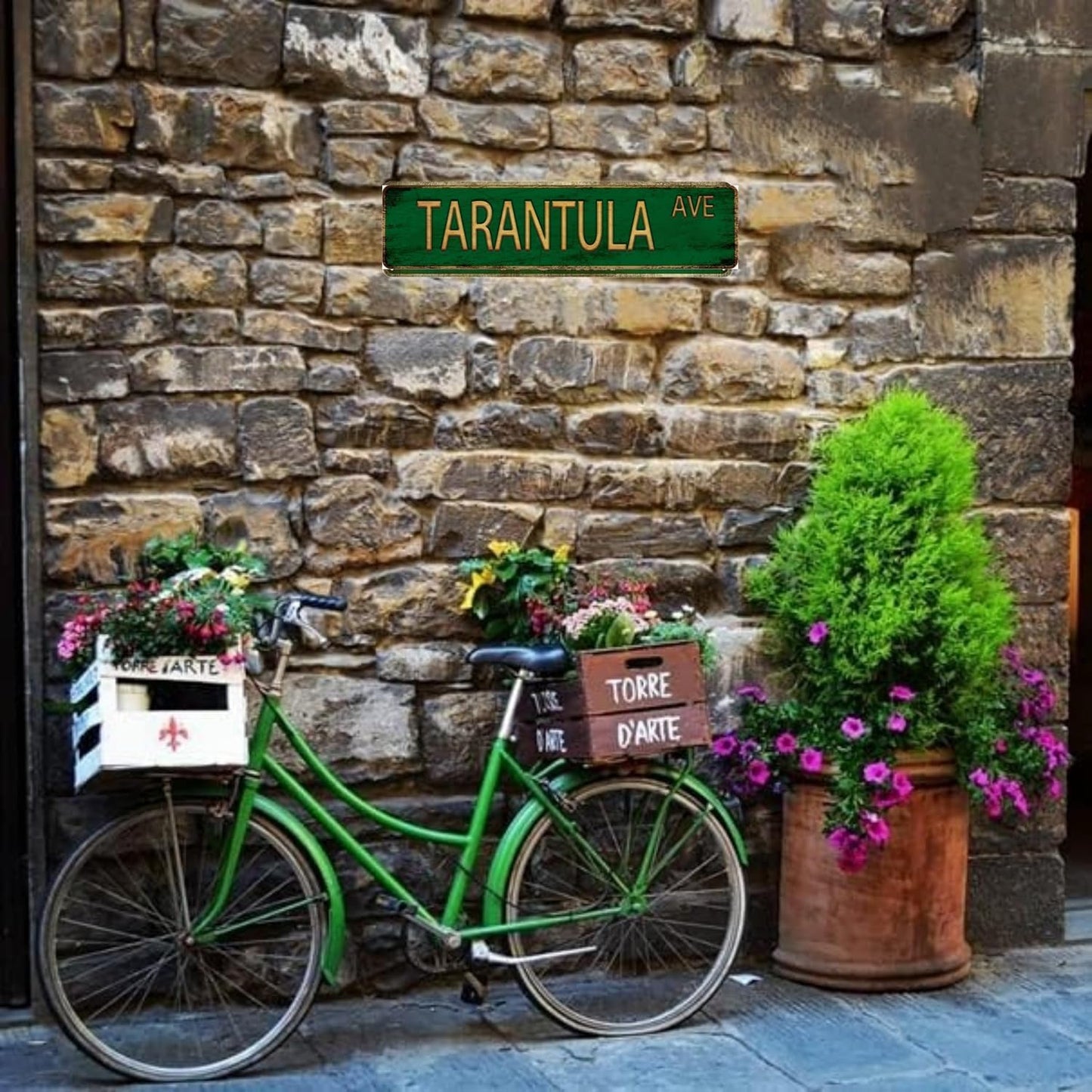 Vintage Metal Tin Sign TARANTULA AVE 4''x16'' inch, Street Sign for Home, Restaurant, Bar, Cafe, Garage - Retro Wall Decor Plaque