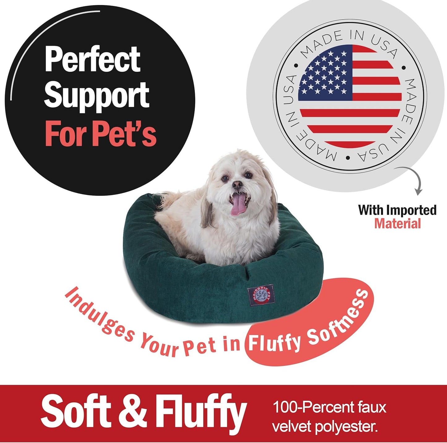 Majestic Pet 24 Inch Micro Velvet Calming Dog Bed Washable 24x19x7 (inch) – Cozy Soft Round Donut Dog Bed with Spine for Head Support - Pet Bed Small – Marine (2025)