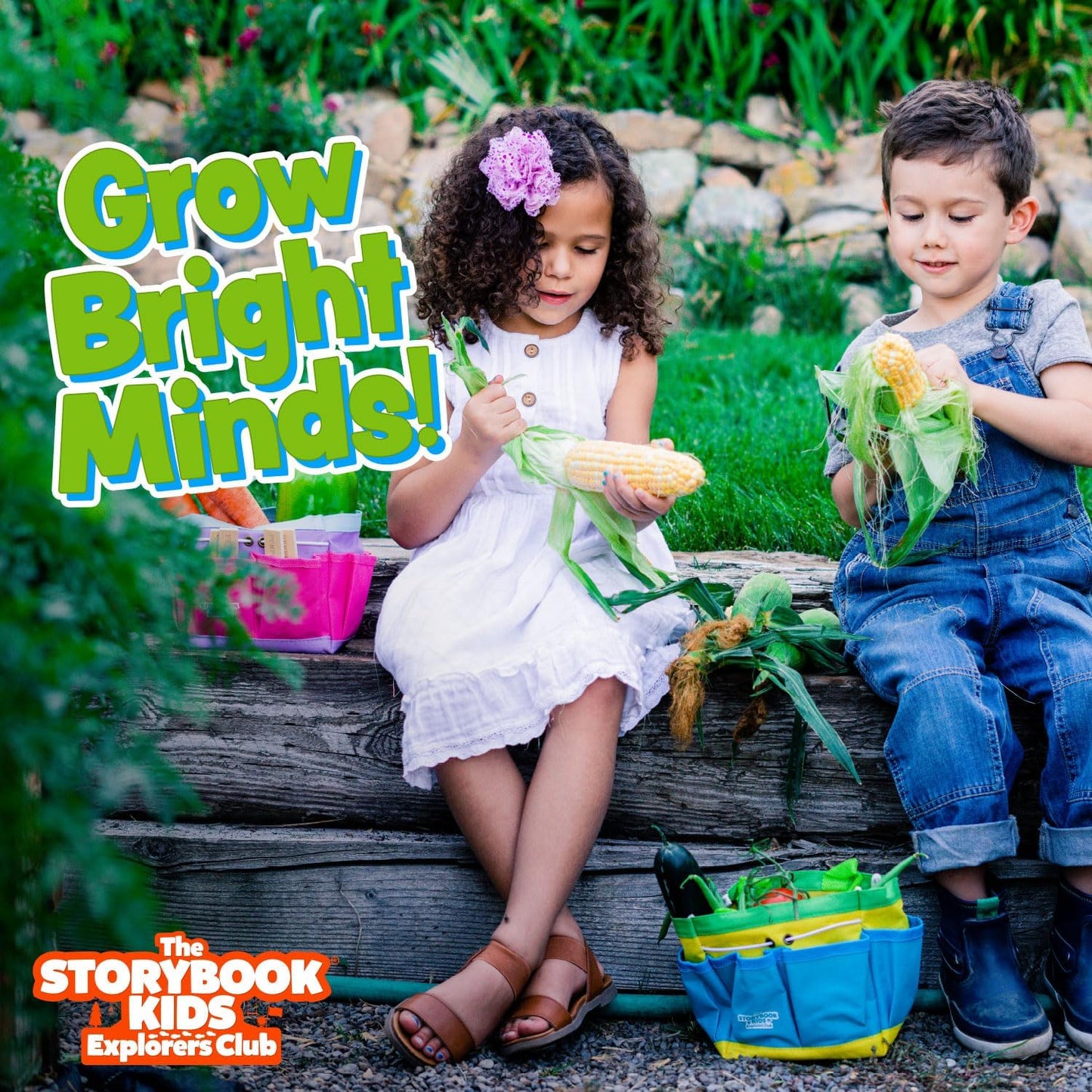 Floral Garden Kit Tools - Includes Sturdy Tote Bag, Watering Can, Gloves, Shovels, Rake, and Delightful Children's Book - Kids Garden Tool Set -Easter Gifts for Toddler Age on up