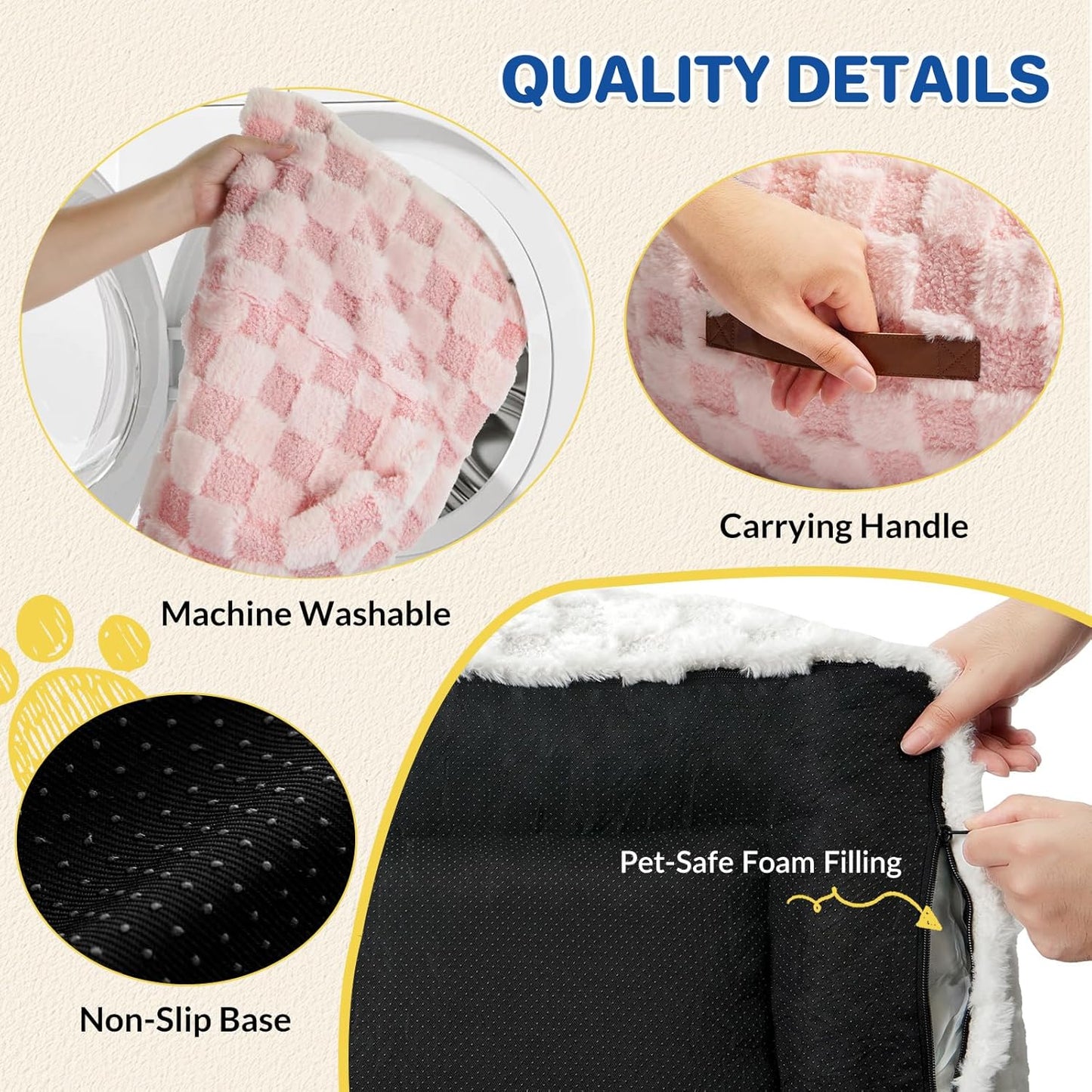 Cat Bed Cats Couch for Puppy and Kitten, Fluffy Pet Couch Small Dog Sofa Bed, Supportive Cat Sofa for Indoor Cats, Washable Cover & Non-Slip, 26 inch, Pink