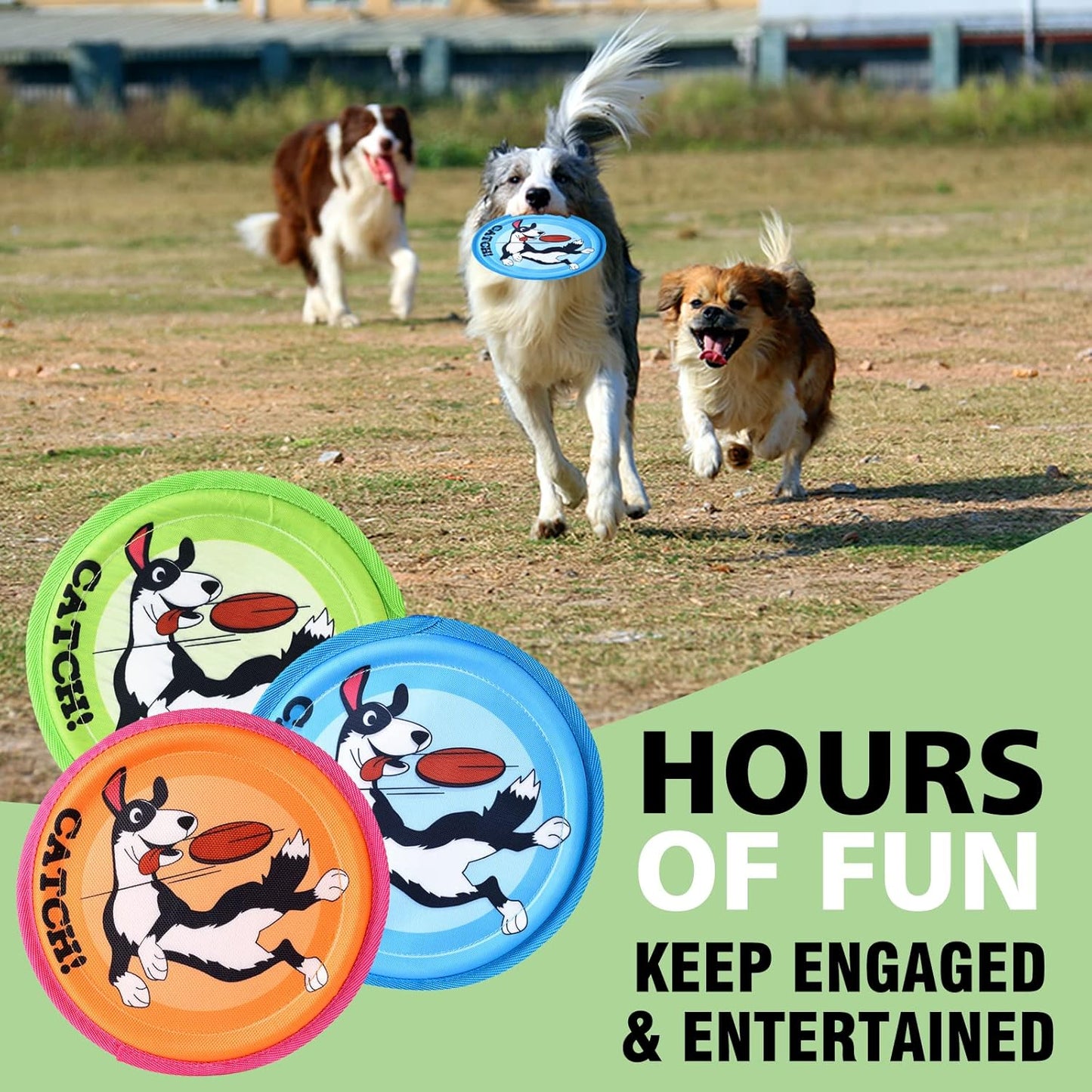 Dog Flying Disc, 3 Pack Dogs Flyer Toys, Lightweight Flying Disc Dog Fetch Toy for Small, Large Dogs & Puppies - Floats in Water & Safe on Teeth