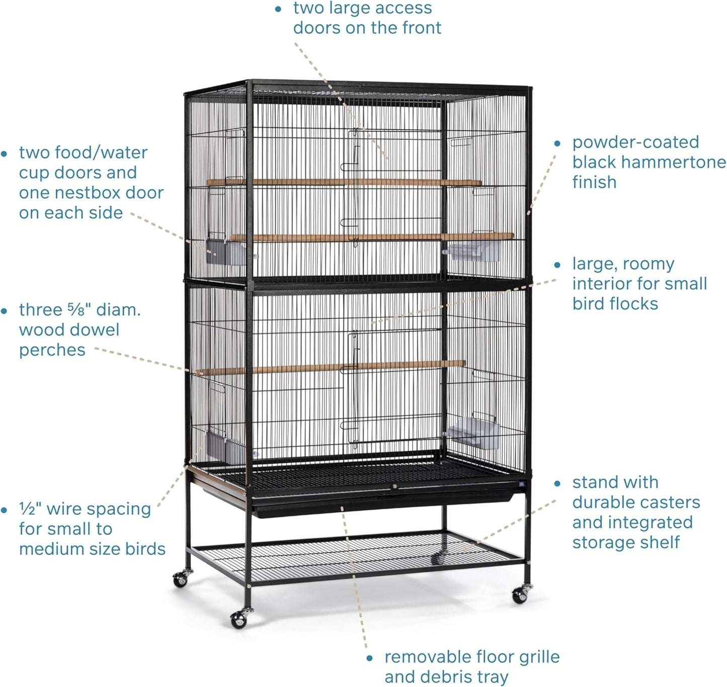 Prevue Pet Products Wrought Iron Flight Cage with Stand F040 Black Bird Cage, 31-Inch by 20-1/2-Inch by 53-Inch
