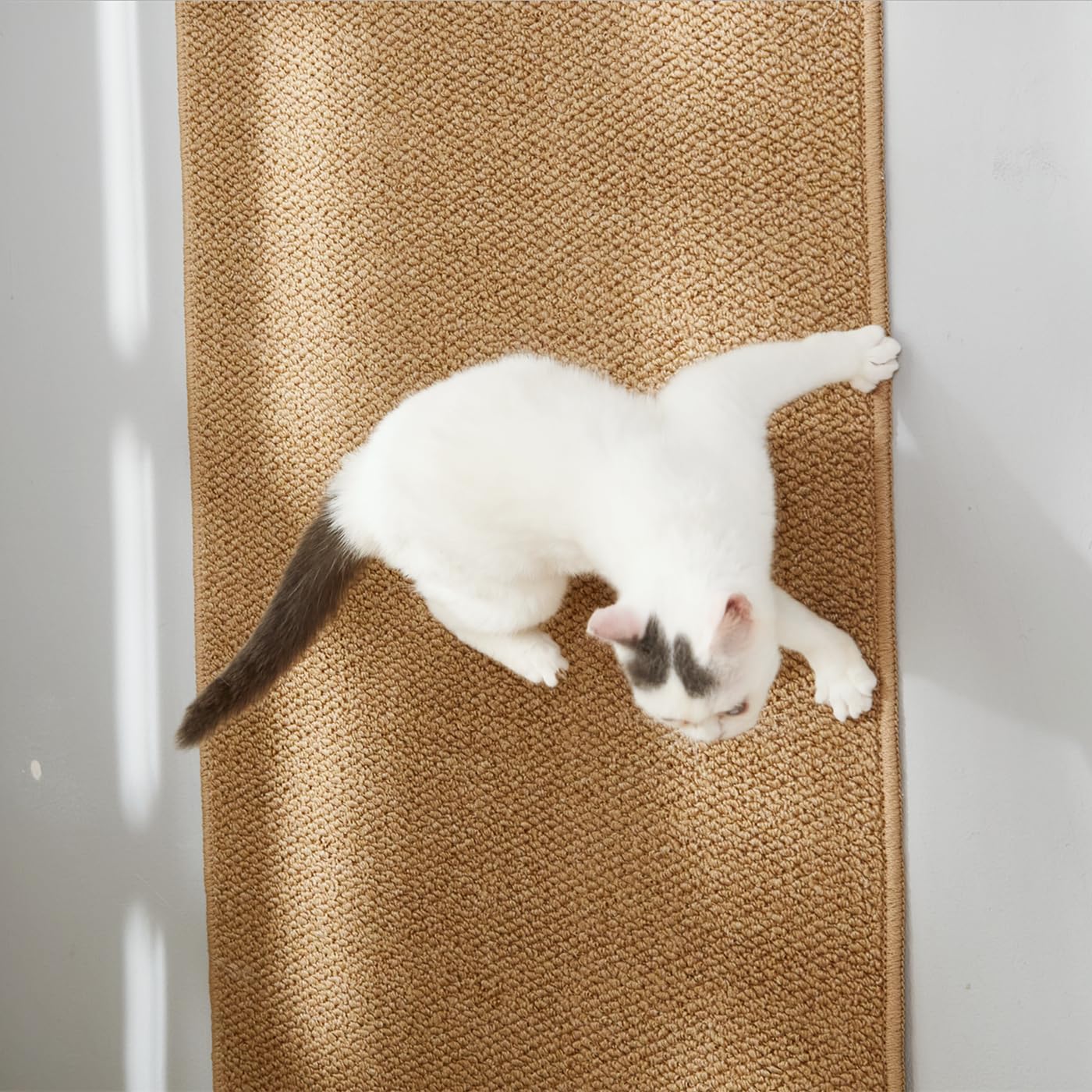 SHENGOCASE 67"x 23.6" Thickened Cat Wall Climbing Carpet, Cat Wall Furniture Scratcher, Scratching Post, Couch Sofa Protector (Camel)