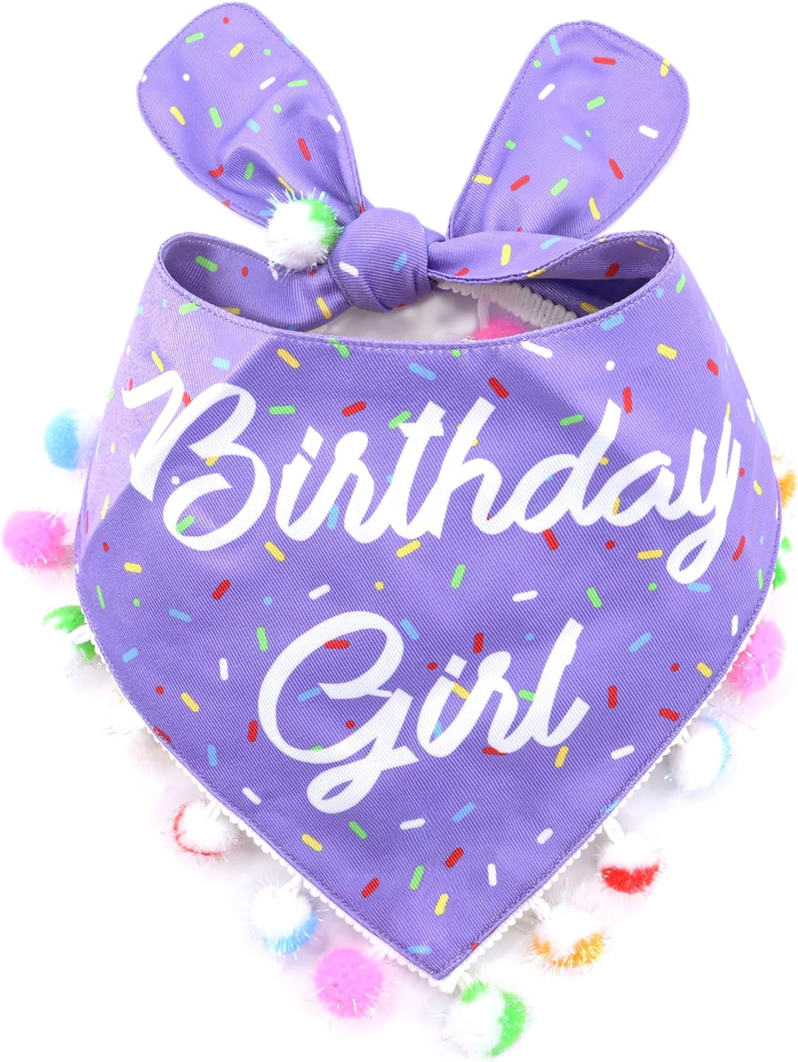 LunaMarie - Luxury Pet Birthday Bandanas -Premium & Silky Poly Fabric | 100% Handmade | Custom Shape Dual Layered (Birthday Girl Purple, Small)