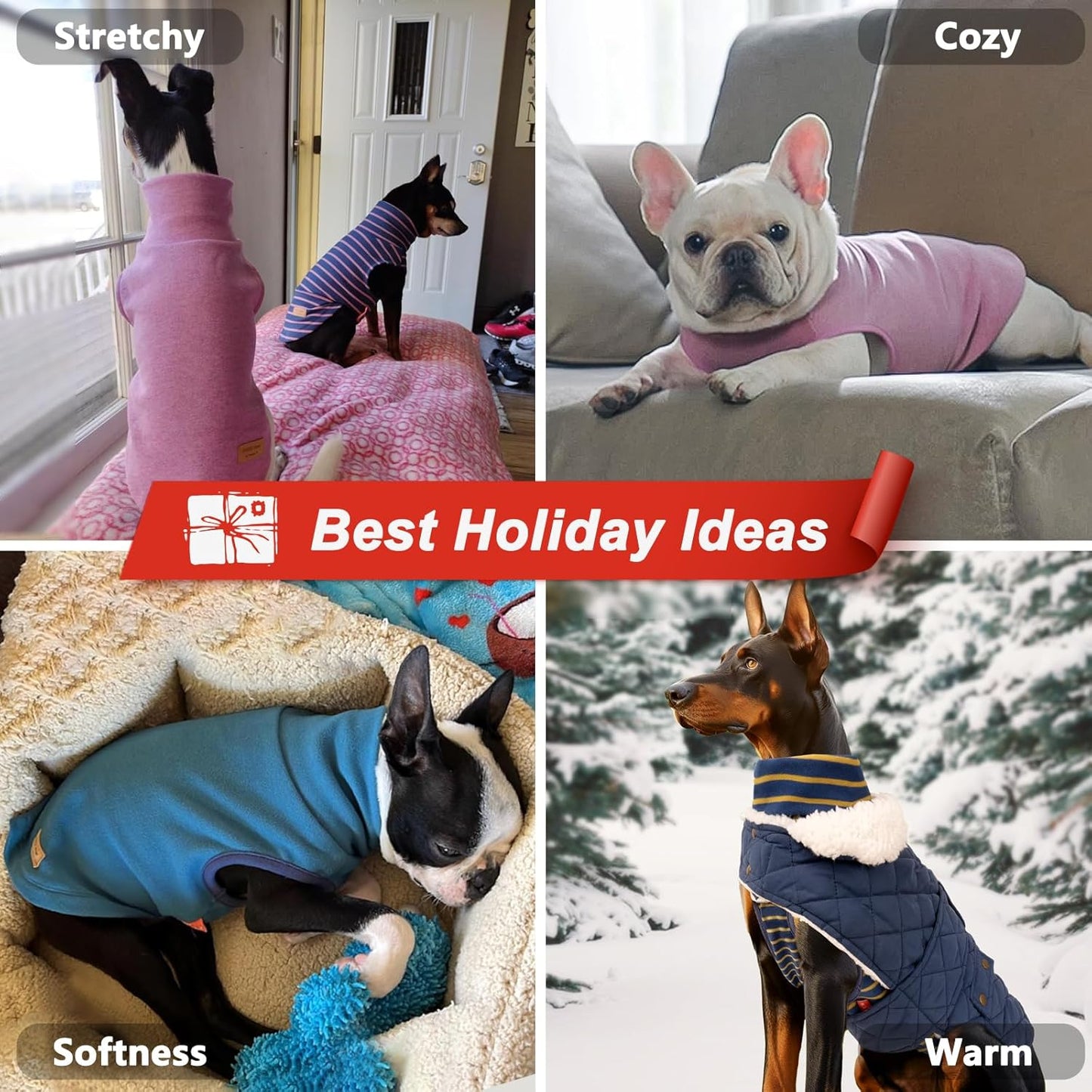 KYEESE 2Pack Dog Sweater Warm Pet Coats Pullover Dog Sweaters for Small Dogs Male Stretchy Dachshund Clothes Soft Pet Sweatshirt Turtleneck Dogs Clothes