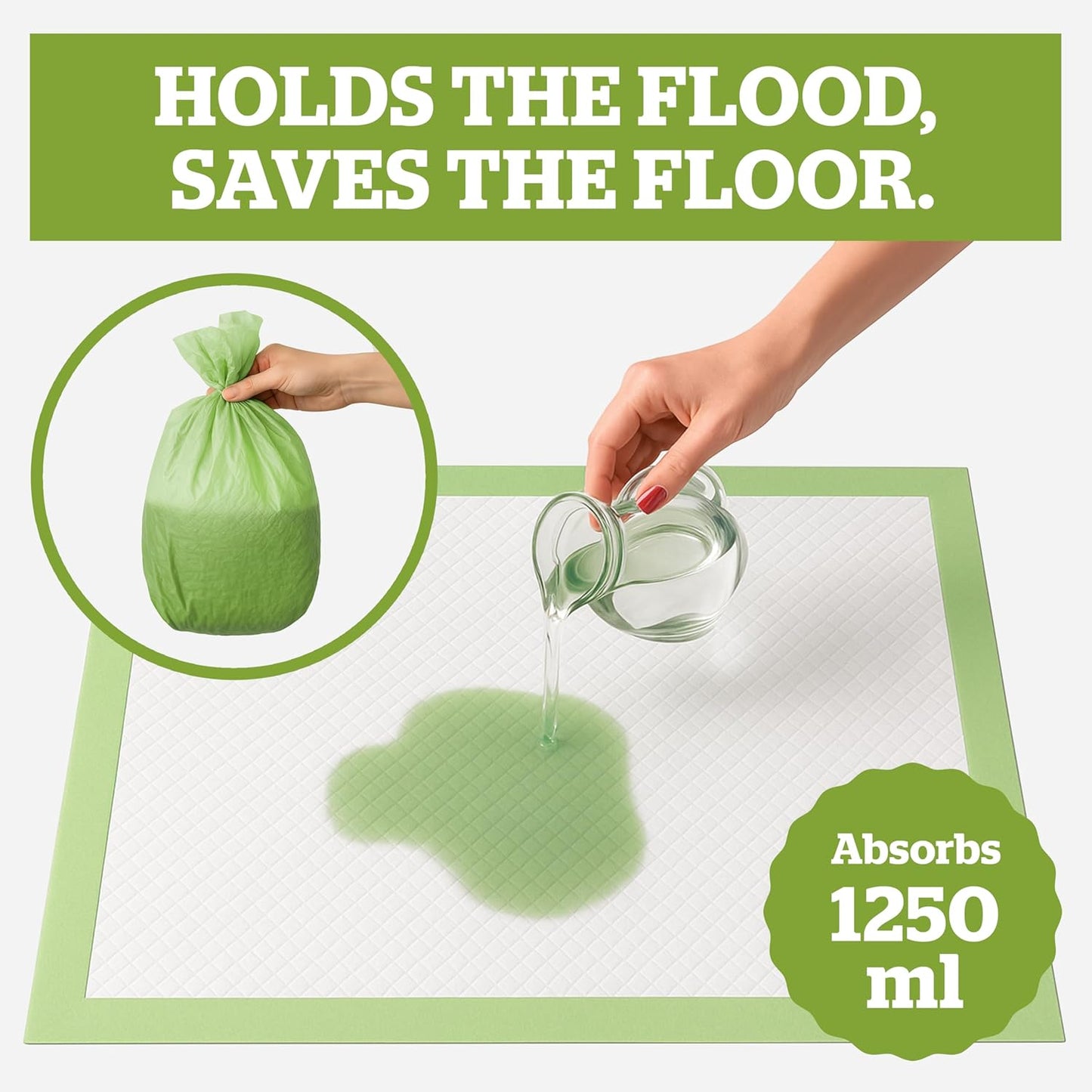 Pogi’s Dog Pads with Sticky Tabs – Large, Super Absorbent, Odor Blocking, 40-Count (24x24in)