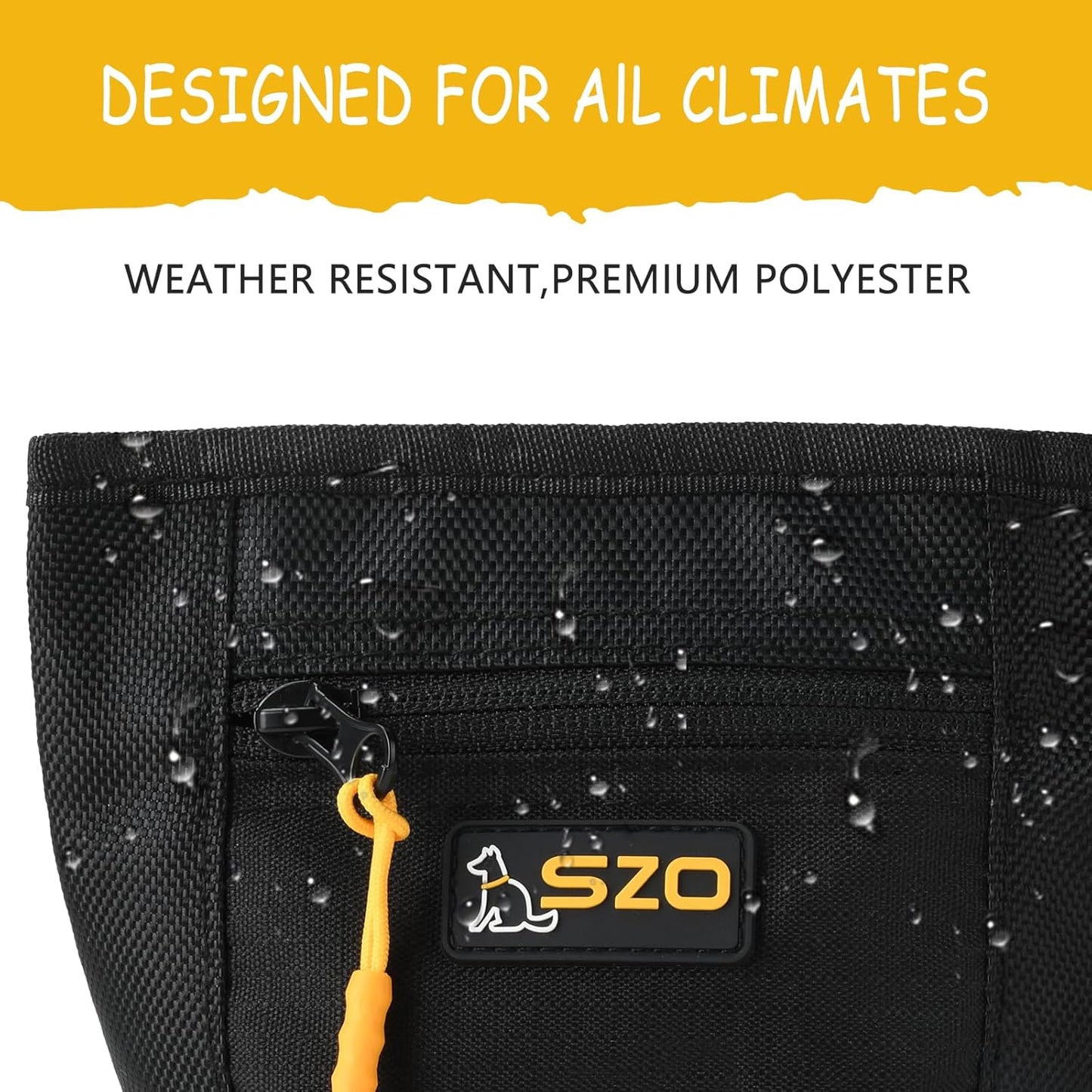 SZO Dog Treat Pouch with Pet Training Clicker, Dog Training Treat Pouch with Waist Belt Clip, Magnetic Closure, Hands-Free Training - Black