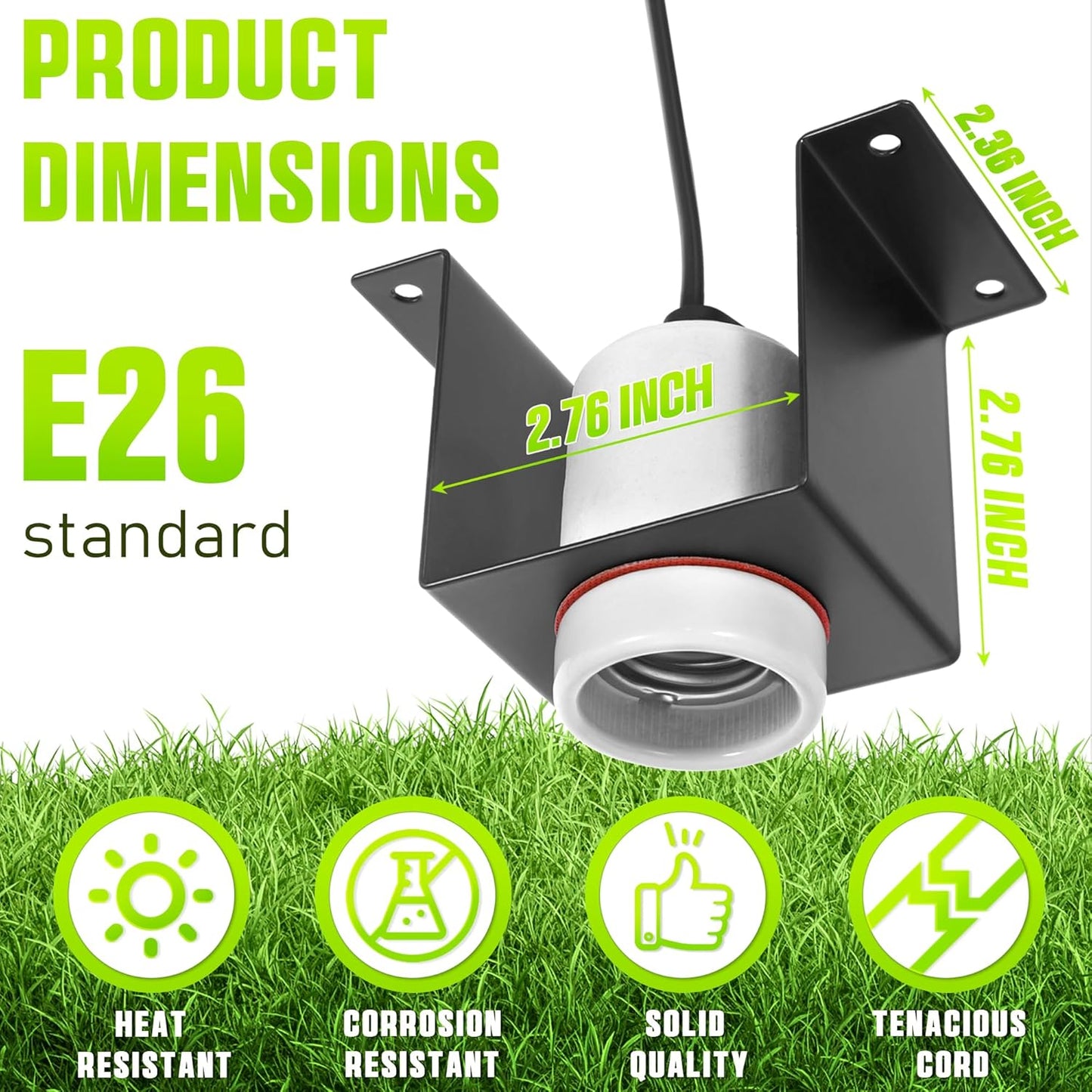 Reptile Ceramic Socket, Heat Lamp Holder for Terrariums and Vivariums, Gecko Lizard Heat Lamp Bracket Light Fixture, Bulb Not Included