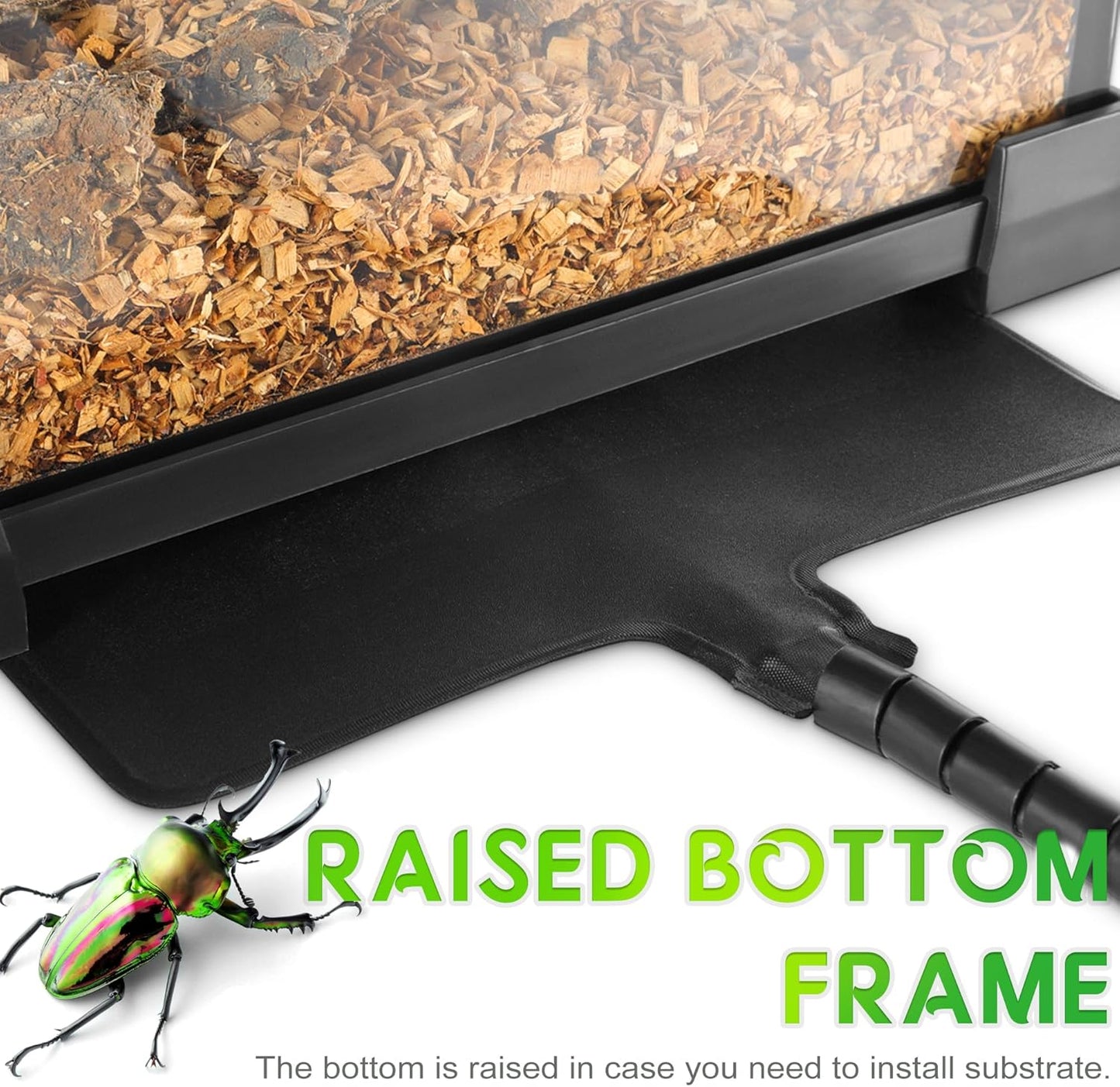 Mini Reptile Glass Terrarium 12"x8"x8" Durable Reptile Habitat Tank with Heat Resistant Aluminum Alloy Frame, Double Swinging Doors for no Jam by Sand and Other Debris