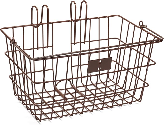 Retrospec Apollo-Lite Lift-Off Bike Basket - Detachable Steel Handlebar Basket with Carrying Handle for Commuting, Shopping & Beach Trips - 14.5in x 9.5in Weather-Resistant Biking Gear