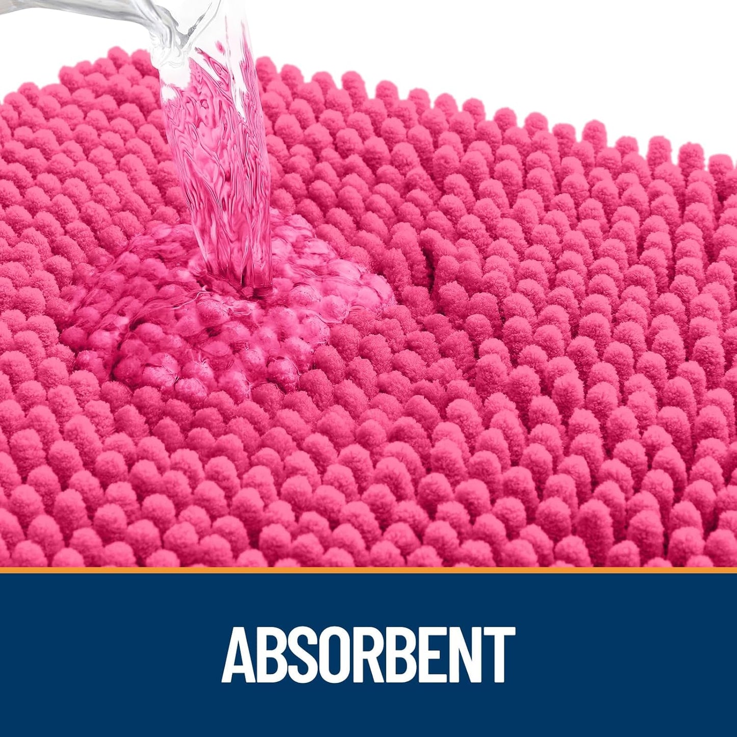 OLANLY Dog Door Mat for Muddy Paws 59x35, Absorbs Moisture and Dirt, Absorbent Non-Slip Washable Doormat, Quick Dry Chenille Mud Mat for Dogs, Entry Indoor Entryway Carpet for Inside Floor, Hot Pink