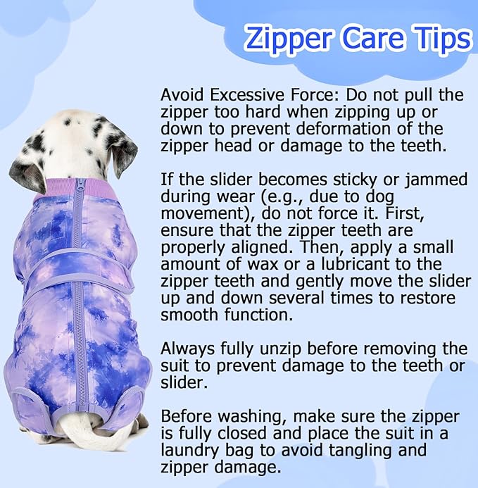 Lukovee Recovery Suit for Dogs, Zipper On Recovery Suit for Female Male Dog, Onesie Abdominal Wounds Cone E-Collar Alternative Prevent Licking Spay Recovery Suit (Medium, Purple Tie-dye)