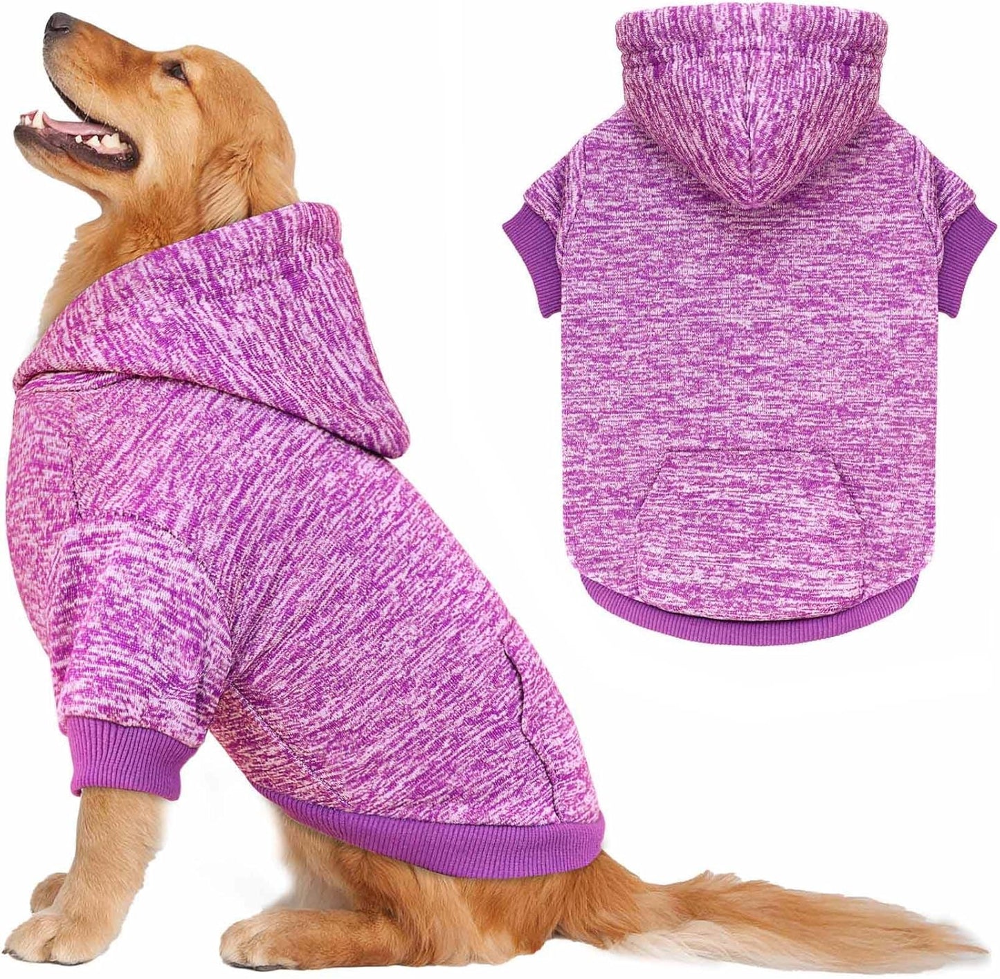 Dog Sweaters for Large Dogs Hoodie Fleece Dog Sweater Soft Clothes Sweatshirt with Pocket Hoodie for Large Dogs(Purple&XL)