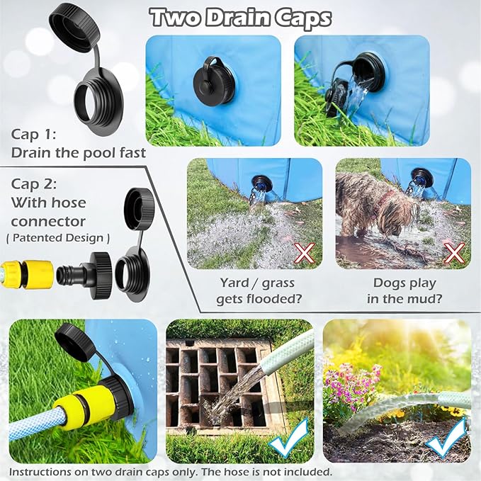 Jasonwell Foldable Dog Pool Collapsible Hard Plastic Dog Swimming Pool Portable Kiddie Pool Pet Pool Doggie Wading Pool Bath Tub for Puppy Small Medium Large Dogs Cats and Kids 55.1"