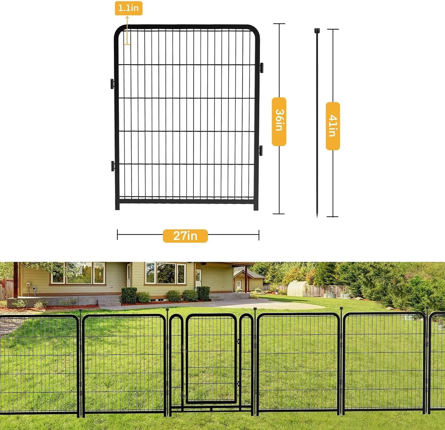 Garden Fence 36 Inch 14 Panels Without Gate, Inside and Outside, Total 31 Ft(l) Garden Fence for Yard and Dog, Black Dog Pen, Heavy Duty Pet Puppy Exercise Pen for Rv Camping