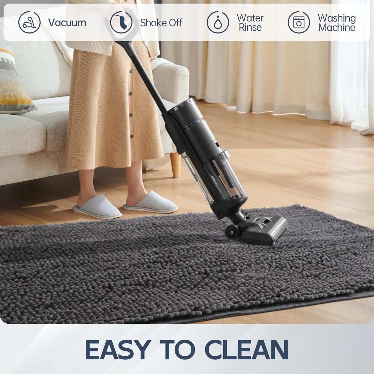 Dog Door Mat for Muddy Paws, 72" x 36" Chenille Absorbent Front Door Mat Inside, Large Runner Mud Mat for Dogs, Trap Dirt Washable Non Slip Outdoor Indoor Entrance Doormats, Grey