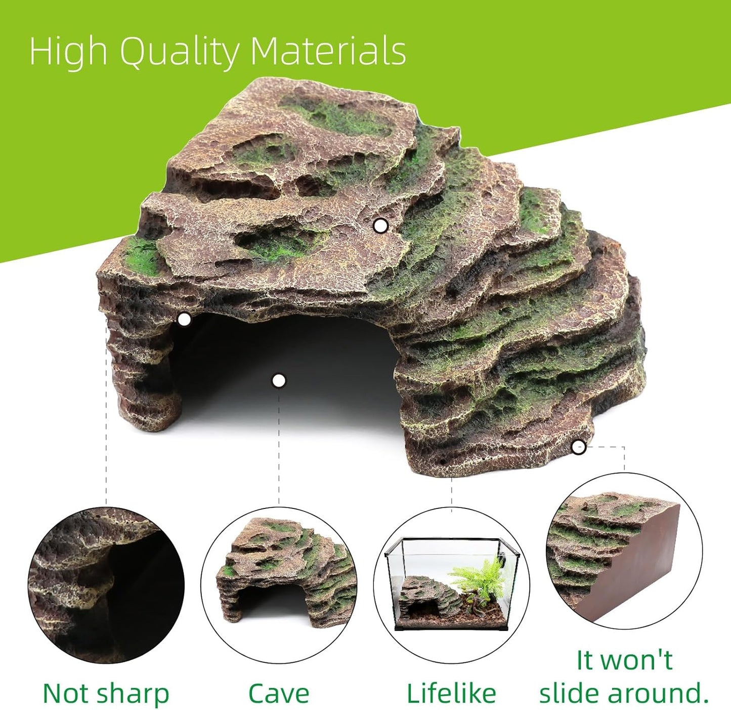 Large Reptile Hide Shale Scape Step Ledge, Reptile Cave Hideout, Bearded Dragons Accessories, Basking Rocks for Bearded