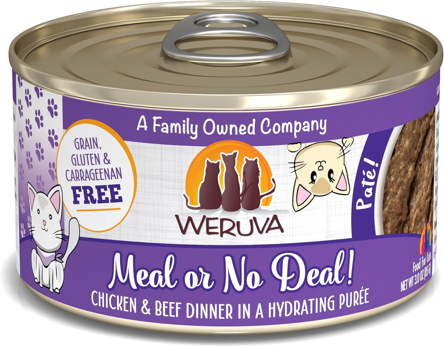 Weruva Classic Cat Paté, Meal or No Deal! with Chicken & Beef, 3oz Can (Pack of 12)
