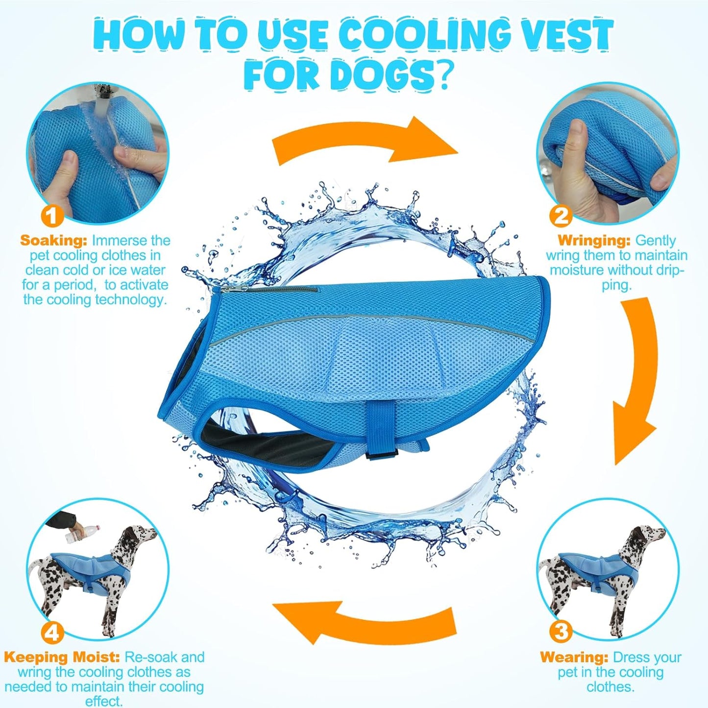 ROZKITCH Dog Cooling Vest, Evaporative Cooling Vest for Dogs with Breathable Mesh Material & Reflective Pipe, Adjustable Dog Cooling Vest Great for Large Dogs 3XL