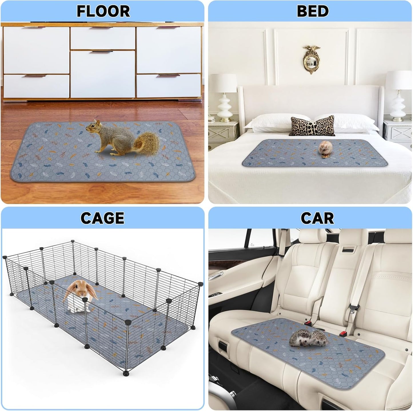 Sunheir Washable Pee Pads for Dogs 2-Pack Reusable Puppy Pads Pet Training Pads, Waterproof Dog Pee Pads for Crate, Whelping Pad, Non-Slip Protects Against Urine Leakage (Leaves - Light Grey, 24x36)