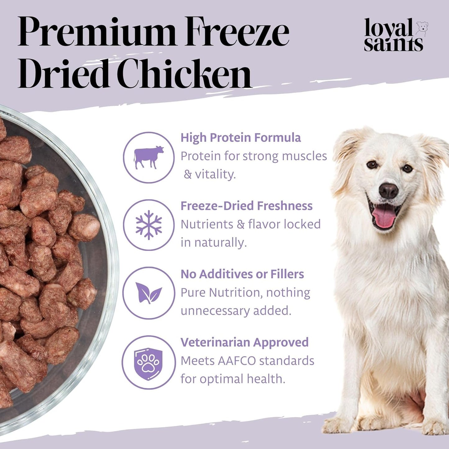 Freeze Dried Raw Dog Food - Premium Chicken Flavor with High Protein & Grain Free Dog Food for Small or Large Breeds and Picky Eaters - Versatile as Meal Topper, Pet Snack & Treats, 5 Oz