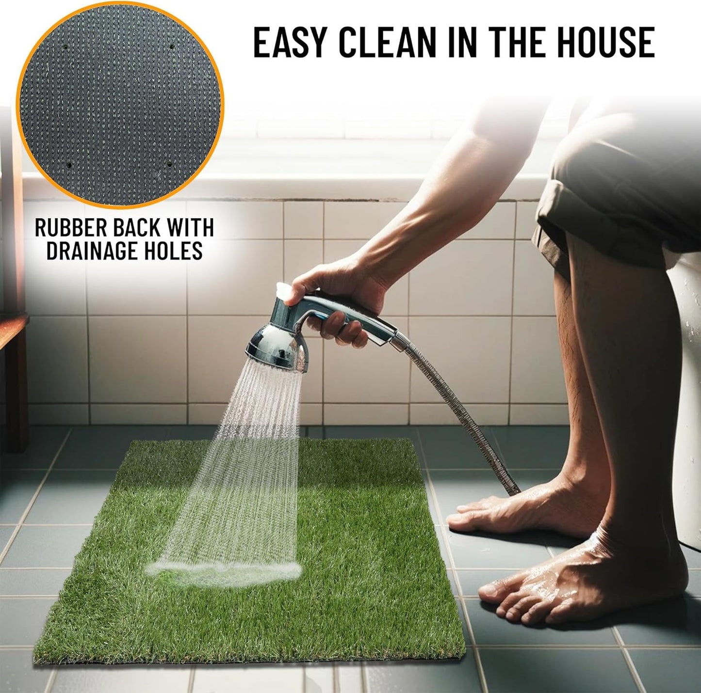 Ottomanson Artificial Grass Puppy Potty Training Pad, 2'7" x 3' Reusable Pee Pad for Small Pets and Dogs