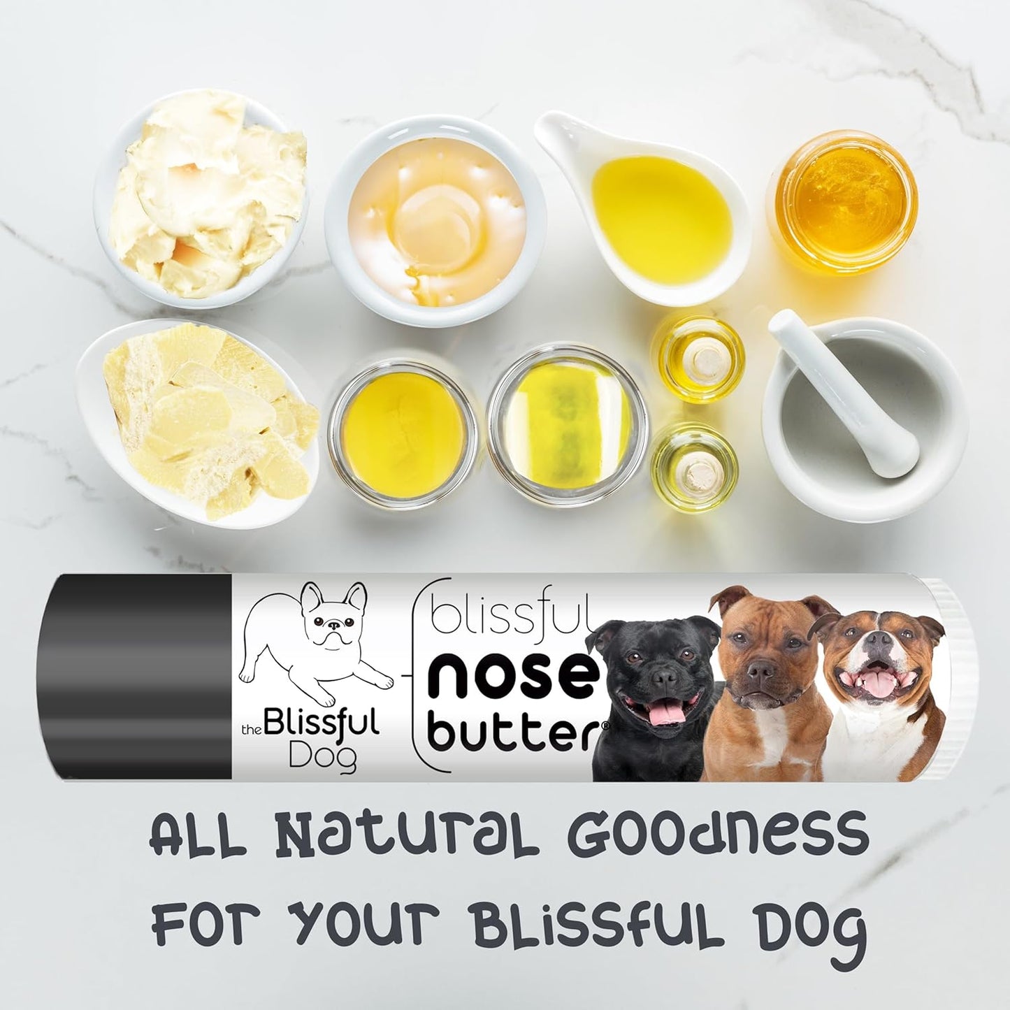 The Blissful Dog Staffordshire Pitbull Terrier Unscented Nose Butter - Dog Nose Butter, 0.15 Ounce