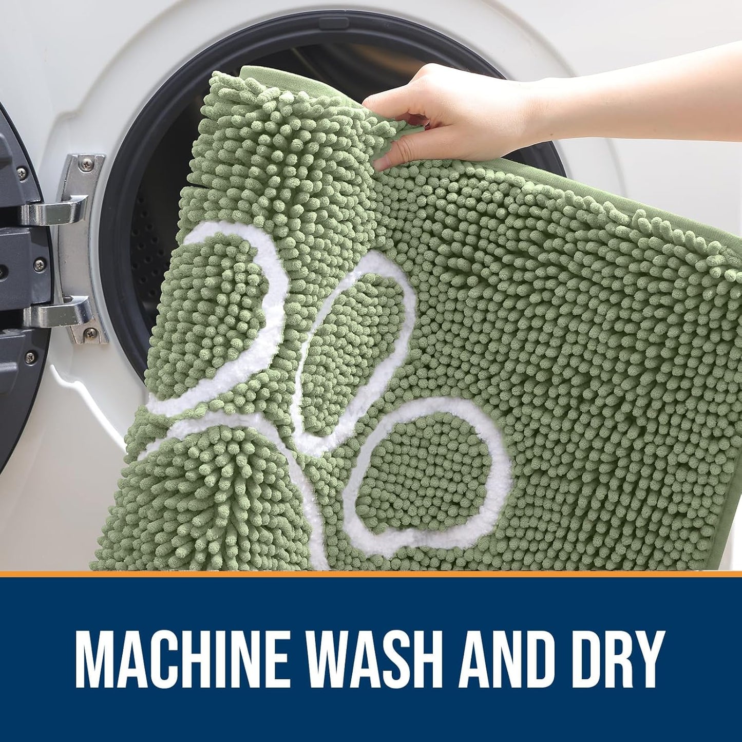 OLANLY Door Mat for Muddy Dog Paws 59x35, Ultra Absorbent Chenille Mud Doormat with Paw Print Design, Non-Slip Washable Doormat for Indoor Entryway, Quick-Dry Pet Bed Mats for Dirty Dogs, Sage Green