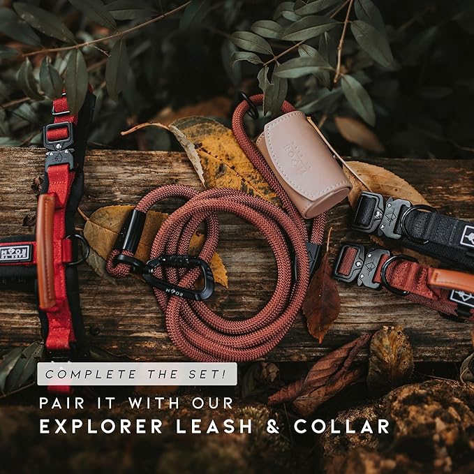 MADE TO ROAM Premium Explorer Harness - Y-Shaped Dog Harness with Adjustable Durable Nylon, Soft Padding, Metal Buckles and Leather Handle for Small, Medium, Large Dogs (Virginia Mountains, Size 5)