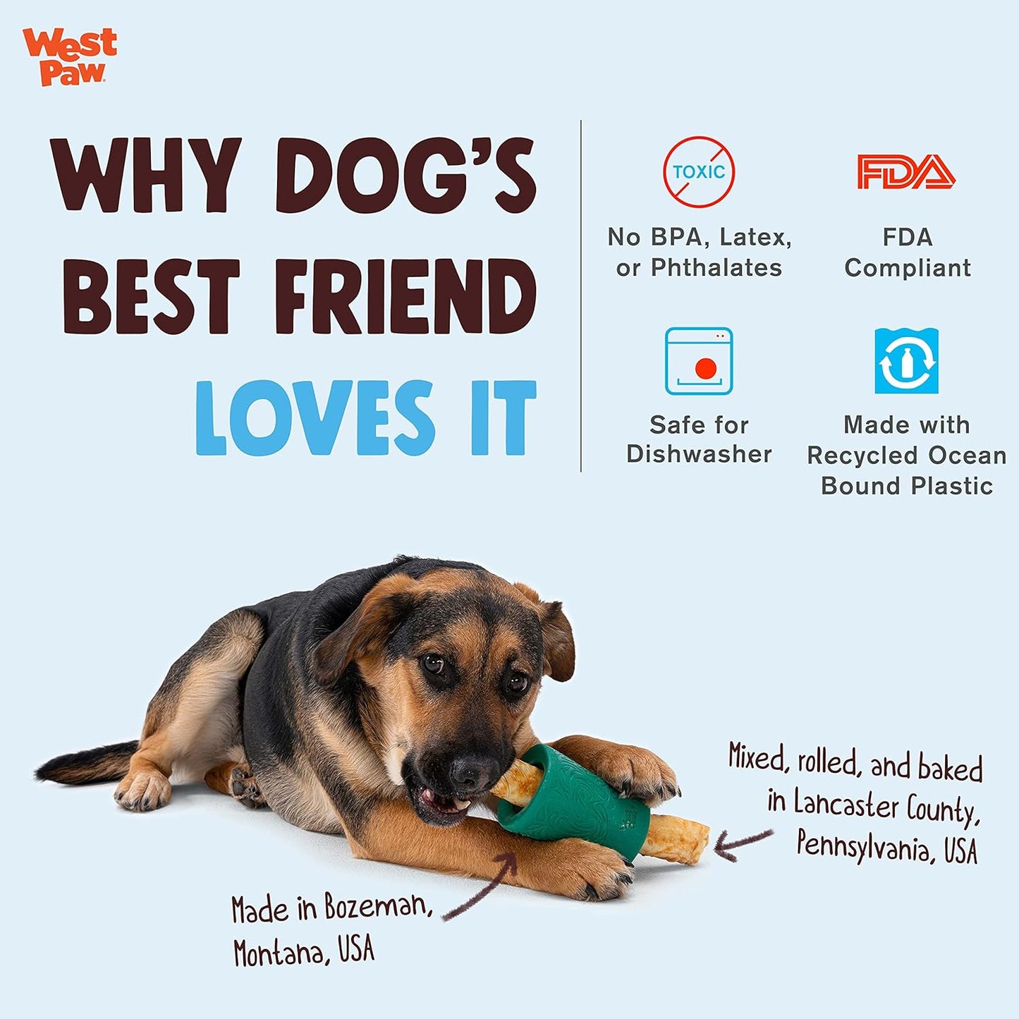 WEST PAW Funnl Dog Chew Toy - Interactive Treat Toys for Dogs - Toy Fillable with Earth Animal No-Hide Chews - Large 4.25" Tropic Red | Made in USA