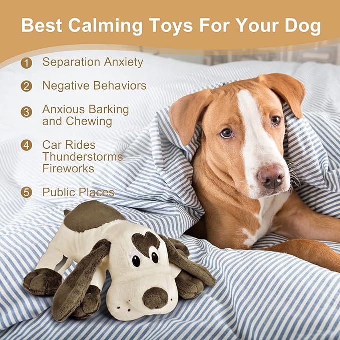 Puppy Heartbeat Toy Heartbeat Stuffed Animal for Dogs, Dog Heartbeat Toy for Puppy Sleep Aid Crate Training Calming, Dog Anxiety Toys for Puppy Comfort
