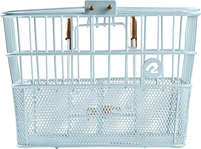 Retrospec Apollo Detachable Front Bike Basket Steel Half-Mesh with Integrated Detachable Hooks and Built-In Handle, Easy Assembly and Portability for Bicycles