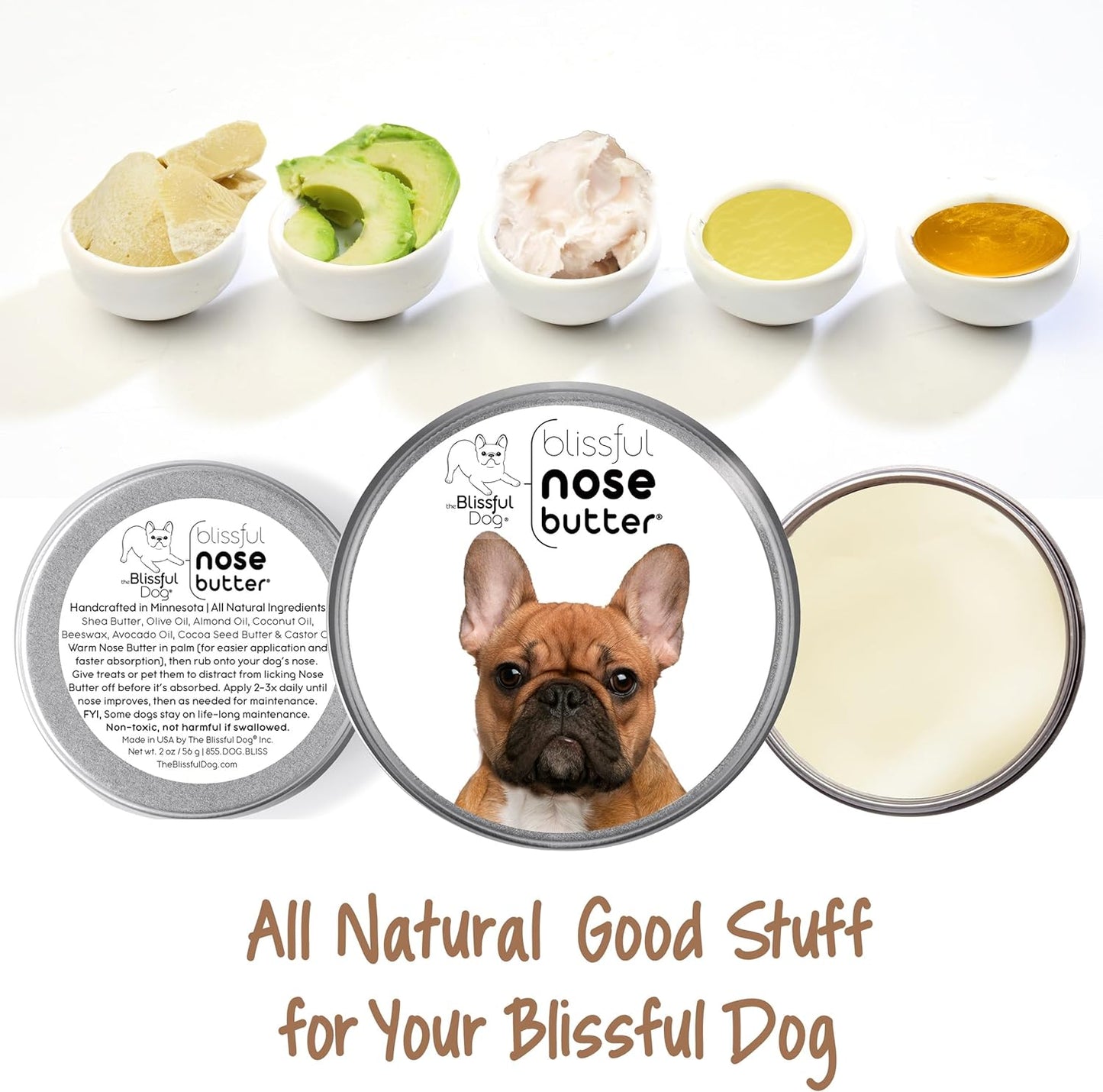 The Blissful Dog Black Masked Fawn French Bulldog Unscented Nose Butter, 16oz