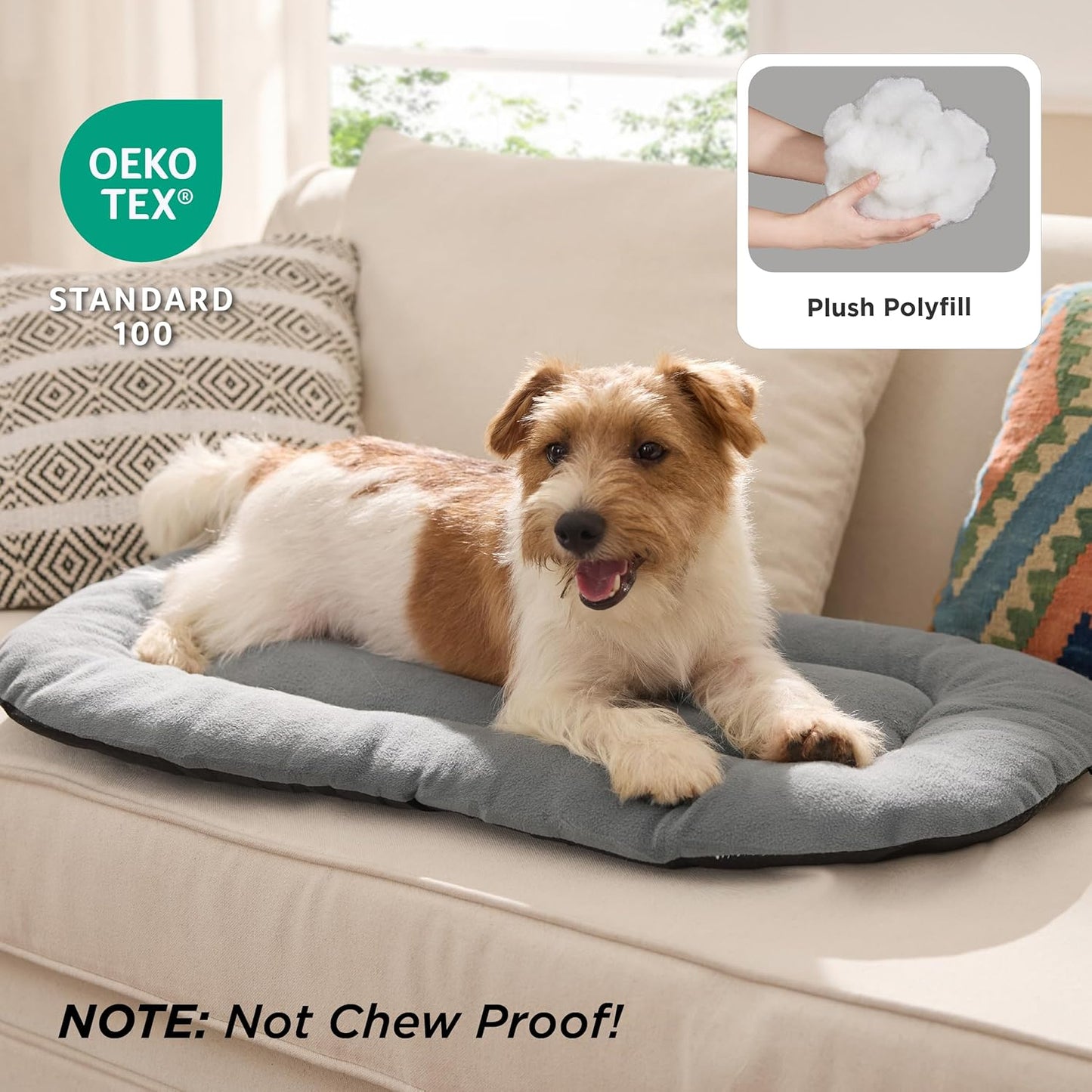 Bedsure Washable Dog Crate Pad for Extra Large Dogs, Anti-Slip Puppy Kennel Dog Bed for Crate - Ultra Soft Fleece Flat Thin Pet Mat (Not Chew Proof), Light Grey XL 41"x27"