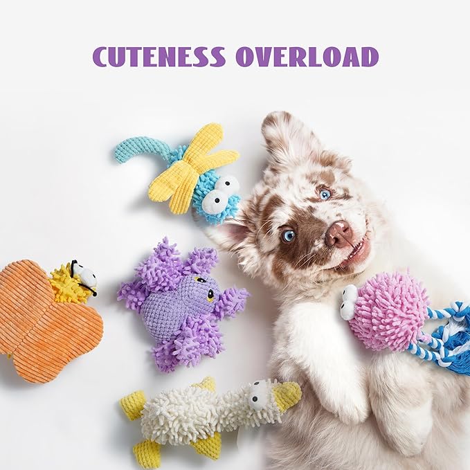 Nocciola Plush Squeaky Dog Toys, Cute Durable Stuffed Crinkle Puppy Pet Chew Toys for Large Medium Small Dogs - Duck