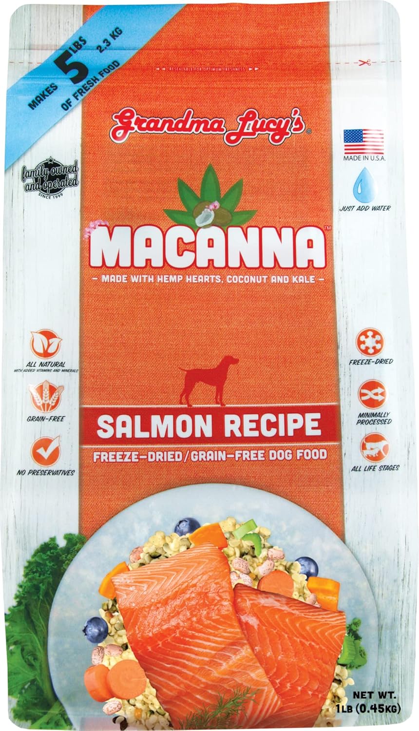 Grandma Lucy's Macanna Freeze Dried Grain Free Salmon Recipe Dog Food 1 Lbs, Model Number: 884308721252