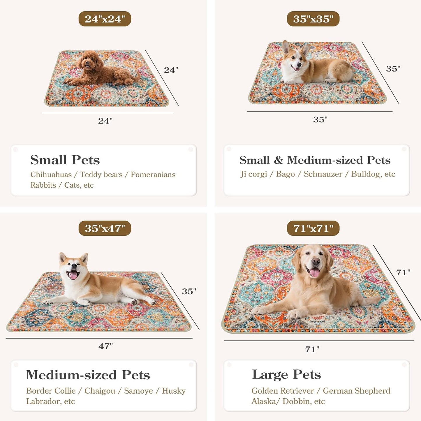 HAOCOO Washable and Reusable Pee Pads for Dogs,(1 Pack) 6Ft x 6Ft Super Absorbent Puppy Training Pads, Orange Waterproof Leak-Proof Whelping Pads Non-Slip Potty Pads for Pet Housebreaking