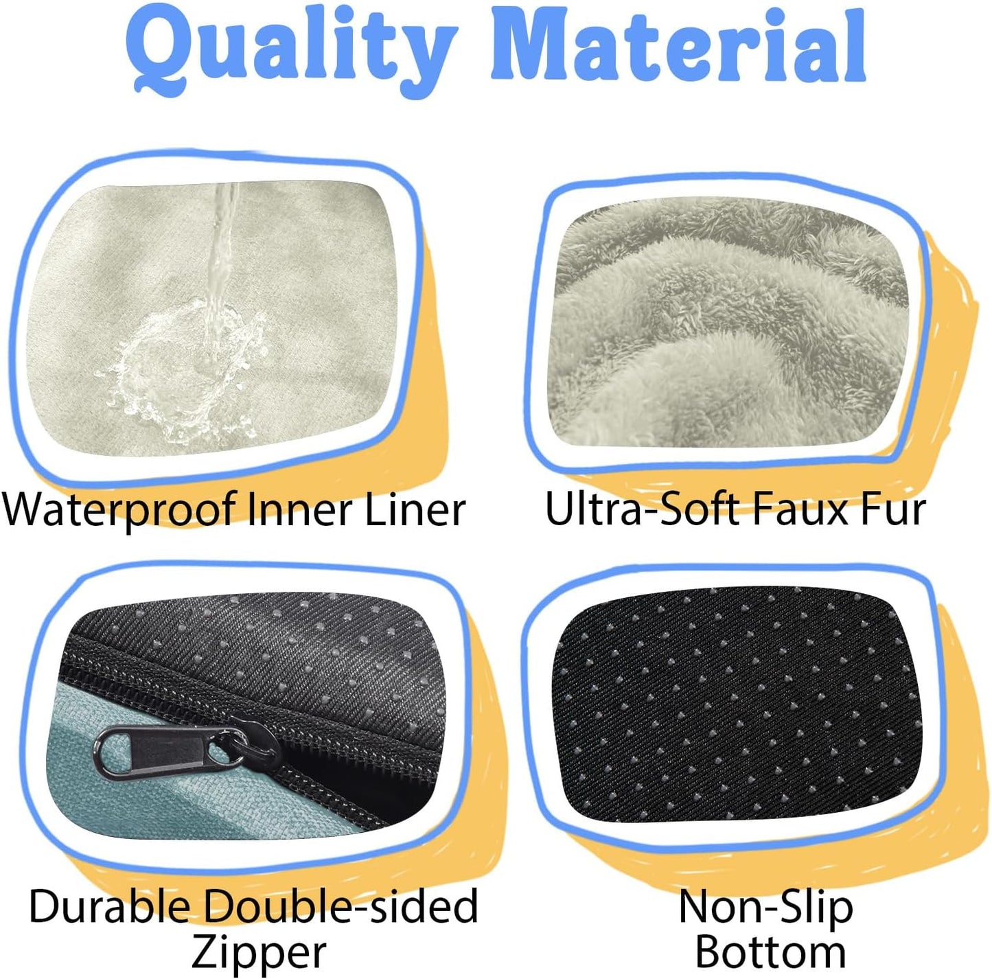 Washable Orthopedic Large Dog Bed - Removable Orthopedic Dog Bed XL with Bolster Extra Large Dogs Beds with Washable Cover Non-Slip Bottom