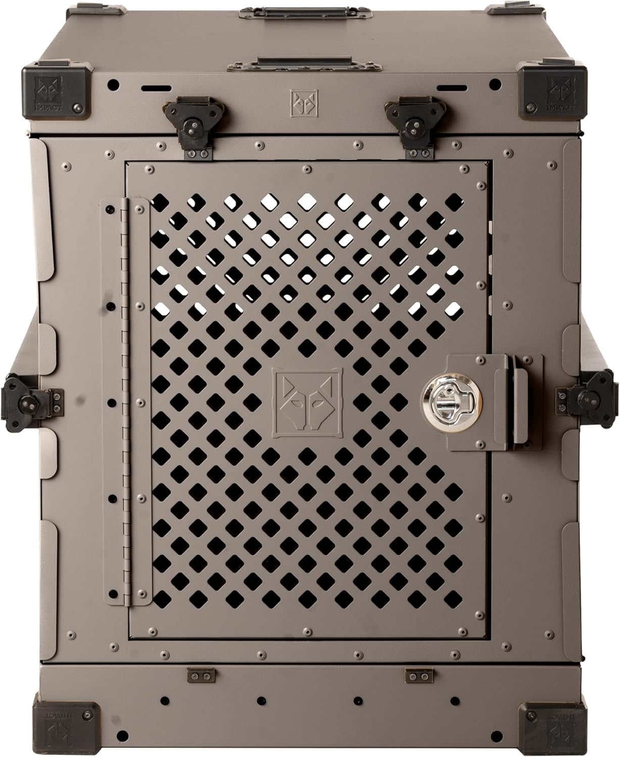 Impact Collapsible Dog Crate - Foldable Hard Crate for Medium Dogs - Heavy Duty Travel Kennel with Powder-Coated Aluminum - Quick Setup for Indoor & Outdoor (Gray, 30" (30.5" L x 20.5" W x 26" H))